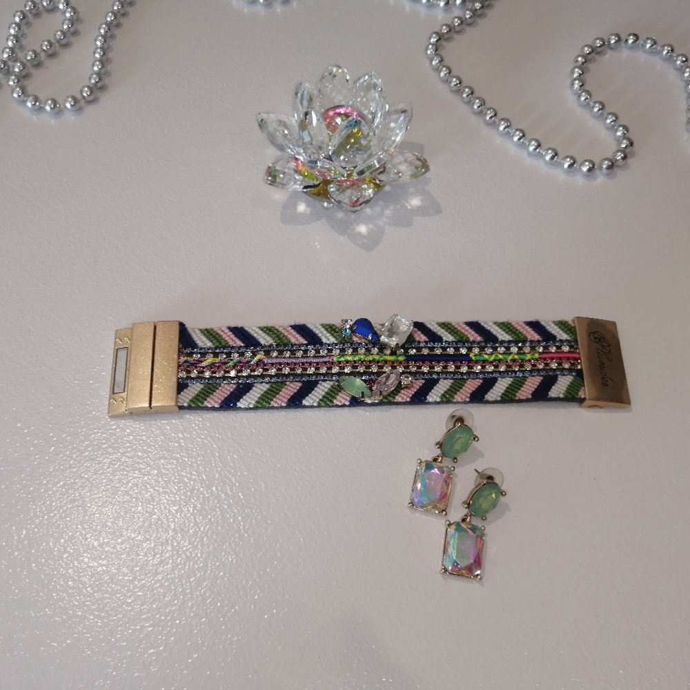 Plunder Bejeweled Wrist Cuff and Earring Set RARE!